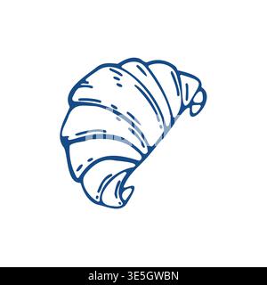 Croissant vector illustration minimalist hand drawn style pastry icon bakery menu design Stock Vector