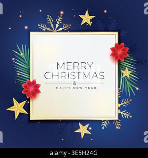merry christmas celebration poster with xmas elements design Stock Vector