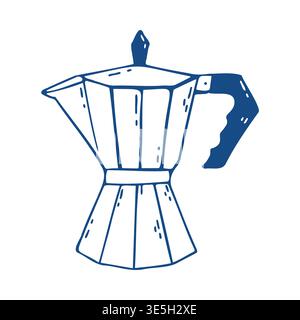 Moka pot vector illustration minimalist hand drawn style coffee maker icon cafe equipment design Stock Vector