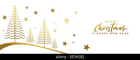 doodle style merry christmas white and golden banner vector Stock Vector