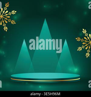 merry christmas and new eve with 3d podium and snowflake vector design Stock Vector