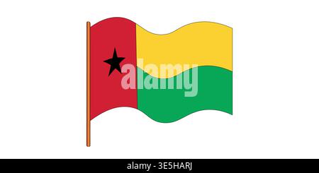 Flag of Guinea-Bissau. National symbol in official colors. Template icon. Abstract vector background Stock Vector