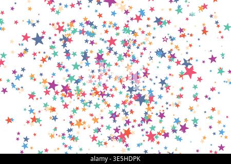 Bright Color stars confetti background. Splash effect banner. Vector abstract illustration with blurred drops of rain for wallpaper, wrapping paper Stock Vector