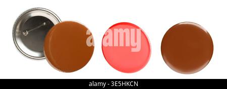 Three blank button badges isolated on white, set Stock Photo
