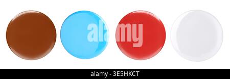 Button badges in different colors isolated on white, set Stock Photo