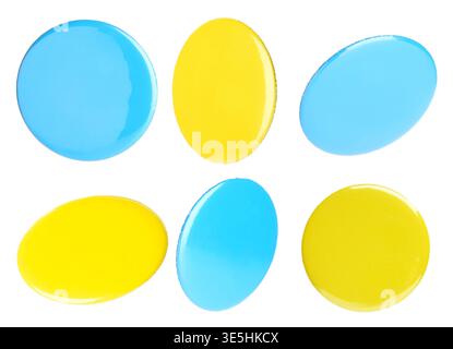 Many blank button badges isolated on white, set Stock Photo