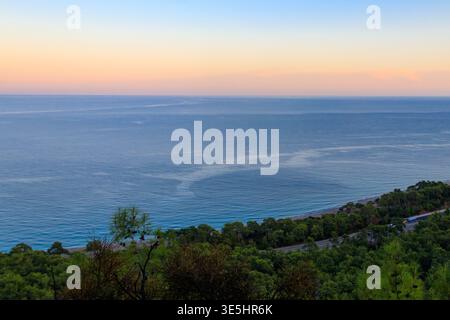 Sunset over the Mediterranean sea in Turkey Stock Photo