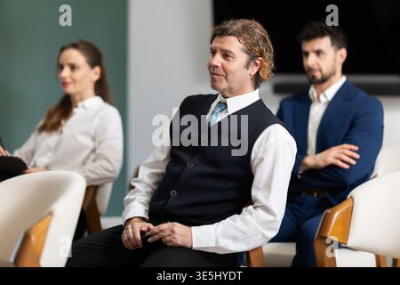 Group of businessmen participating in professional training class Stock Photo