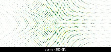 Fresh green radial pattern background. Abstract spring dotted concentric circle wallpaper. Circular halftone dot comic texture backdrop. Vector summer cartoon pop art overlay for poster, banner Stock Vector