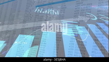 Displaying market data tilting in digital display showing blue bars cyan line code columns ERROR Stock Photo