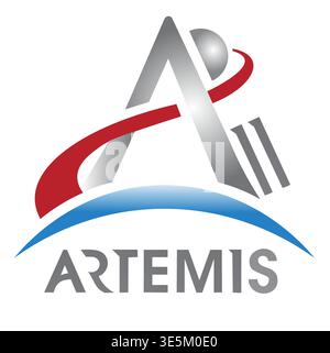 Professional aerospace emblem represents future lunar missions and space travel technology. Stock Vector