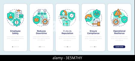 Benefits of business continuity plan onboarding mobile app screen Stock Vector