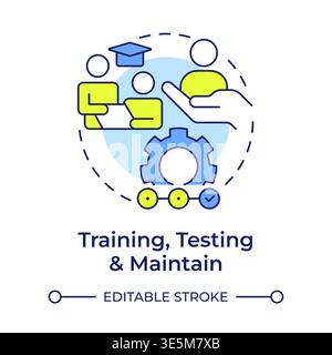 Training, testing and maintain multi color concept icon Stock Vector