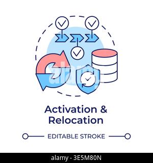 Activation and relocation multi color concept icon Stock Vector