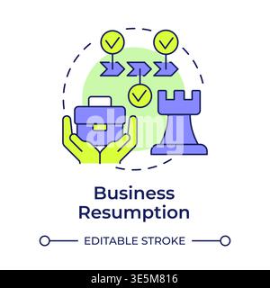 Business resumption multi color concept icon Stock Vector