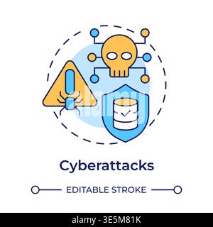 Cyberattacks multi color concept icon Stock Vector