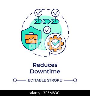 Reduces downtime multi color concept icon Stock Vector