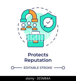 Protects reputation multi color concept icon Stock Vector
