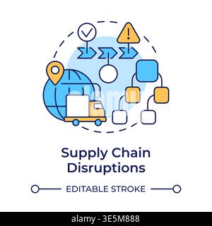 Supply chain disruptions multi color concept icon Stock Vector