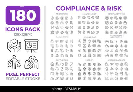 Compliance and risk line icons set collection Stock Vector
