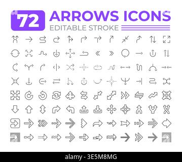 Arrows line icons big set Stock Vector