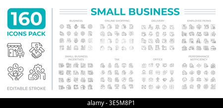 Small business line icons set collection Stock Vector