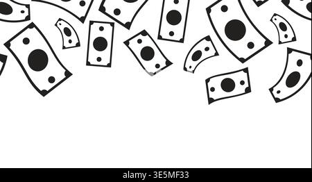Paper money bills black and white top border Stock Vector