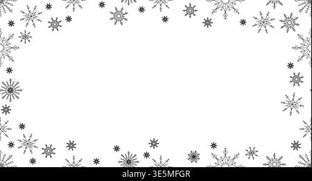 Snowflakes winter black and white border copy-space Stock Vector