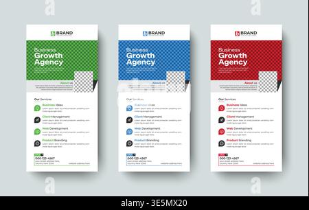 Professional corporate business dl flyer or rack card design layout template. Elegant design for roll up banner, poster, leaflet, standee or x banner Stock Vector