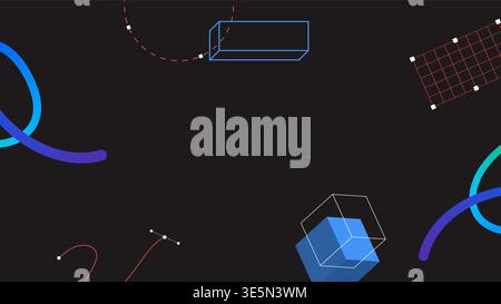 Abstract technology futuristic digital background with floating geometric shapes and lines. Stock Vector