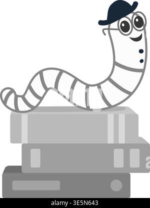 Cartoon worm on a hook. emotion. isolated on a white background. vector illustration. character icon Earthworm. flat style. Crawling animal creature. Stock Vector