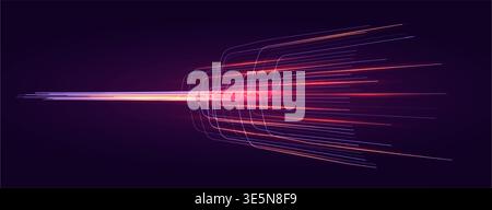 AI Line Data Network Technology Background, Abstract Dynamic Effect Stream, Energy Flow. Digital Transformation Tech, Artificial Intelligence Blue BG Stock Vector