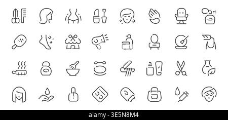 Beauty, spa line icons set Cosmetics, skincare, wellness outline vector collection symbols Stock Vector