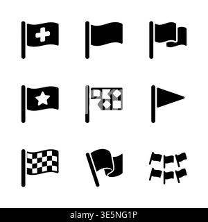 Set of simple black flag icons in vector format Stock Vector