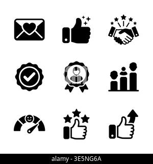 Customer feedback icons set, customer satisfaction, business strategy, glyph style Stock Vector