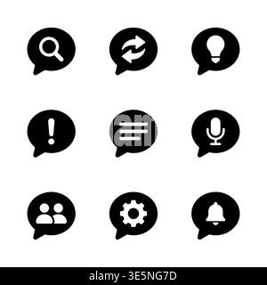 Set of black speech bubble icons on white background Stock Vector