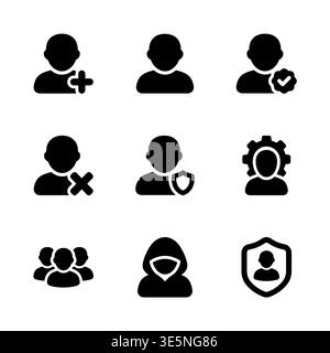 User profile vector icons set, people account pictogram collection Stock Vector