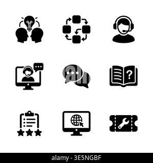 Set of black customer support and service vector icons Stock Vector