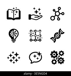Set of science and education black glyph icons vector Stock Vector