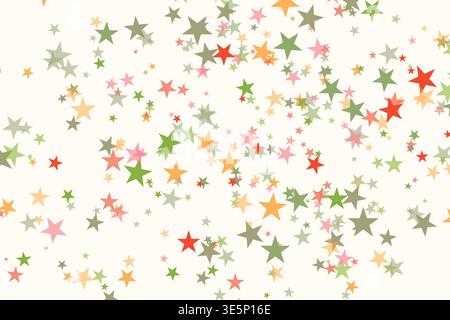 Bright Color stars confetti background. Splash effect banner. Vector abstract illustration with blurred drops of rain for wallpaper, wrapping paper Stock Vector