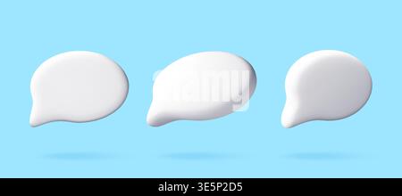 Three white 3D speech bubbles Stock Vector