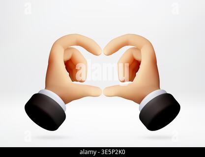 3D human hands making heart gesture. Stock Vector