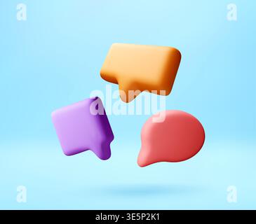 3D Three multicolor floating speech bubbles Stock Vector