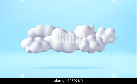 3D White puffy cloud icon Stock Vector