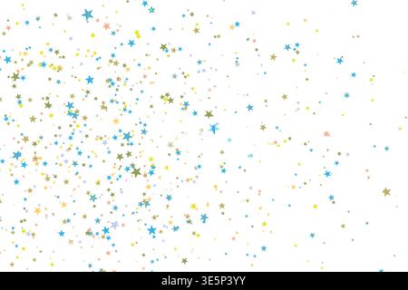 Bright Color stars confetti background. Splash effect banner. Vector abstract illustration with blurred drops of rain for wallpaper, wrapping paper Stock Vector