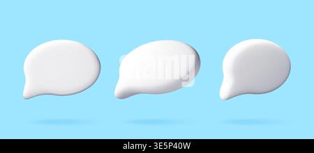Three white 3D speech bubbles Stock Vector