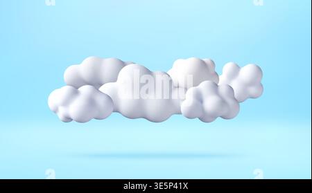 3D White puffy cloud icon Stock Vector