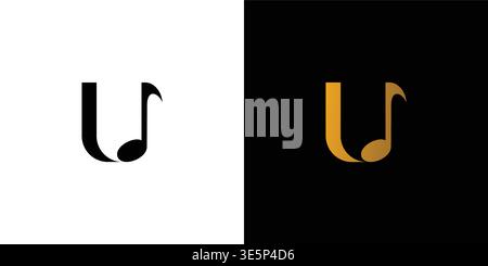 Modern and elegant U initials music logo design Stock Vector