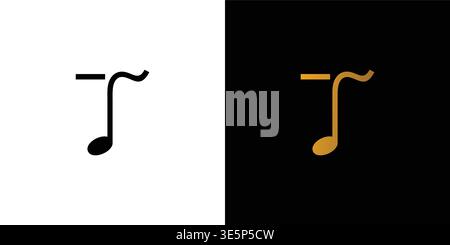 simple and unique T initials music logo design Stock Vector