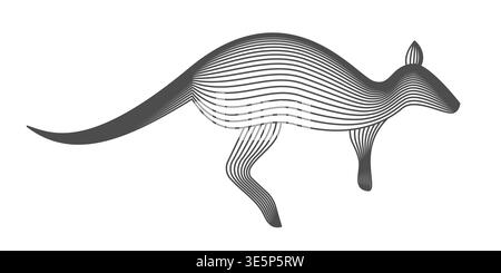 Wireframe kangaroo or wallaby line art wireframe vector illustration. Modern abstract animal design suitable for nature, wildlife, environment. Vector Stock Vector